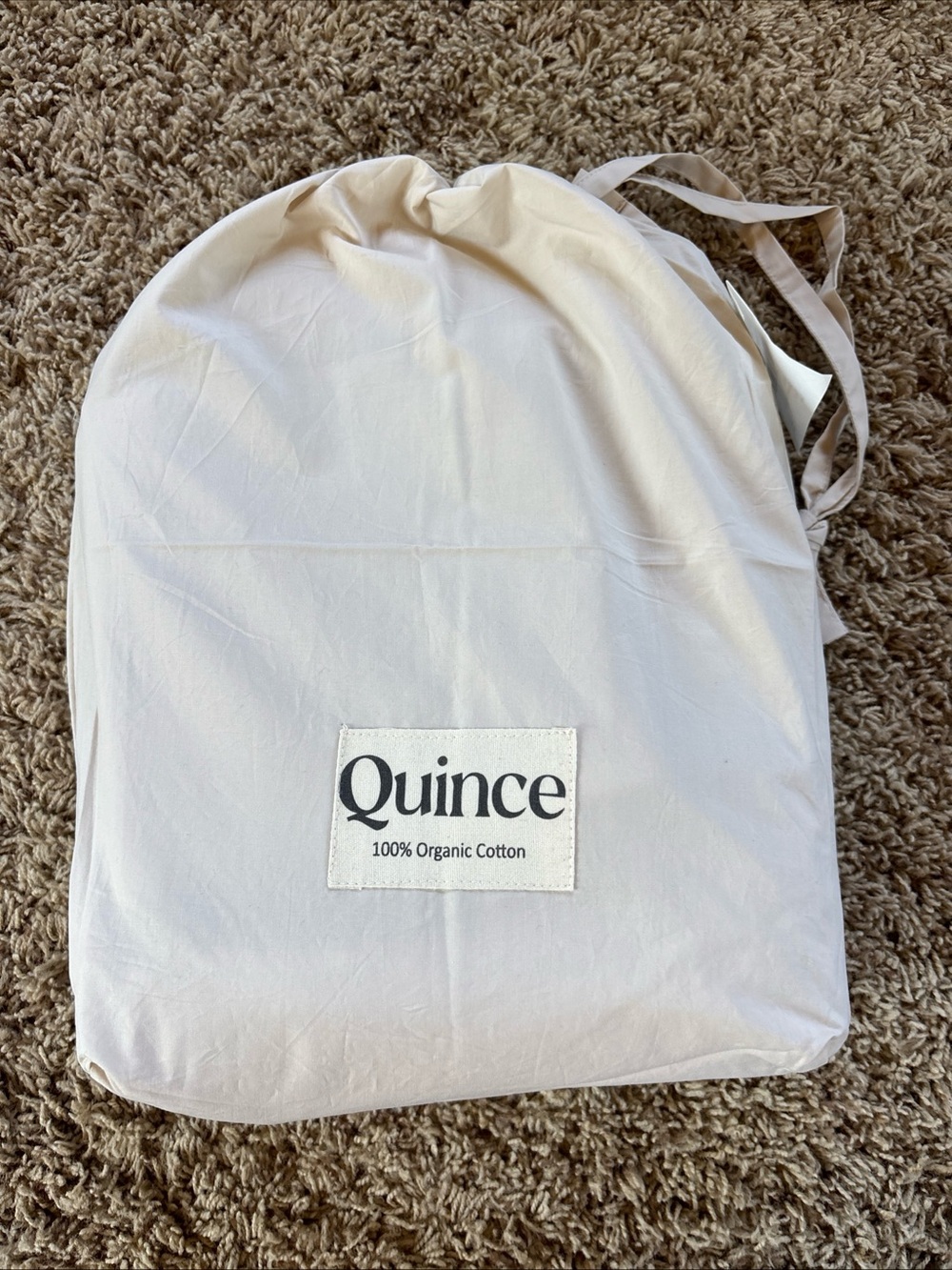 Quince Organic Crisp Cotton Percale Queen Fitted Sheet Set Tan